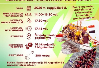 Rugpjūčio 6 d. Širvintose vyks Drakono valčių festivalis